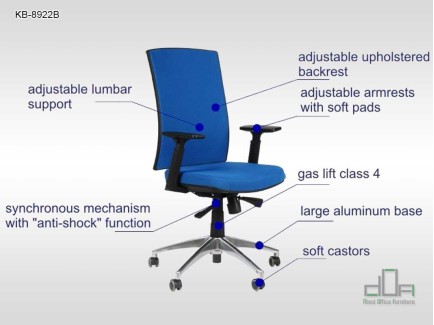 Scaun de birou ergonomic, rotativ KB-8922B albastru #AboutOfficeFurniture