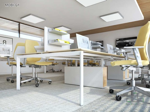 Birou operational MOBI-Q1 picioare metalice blat din PAL 1200x600mm #AboutOfficeFurniture