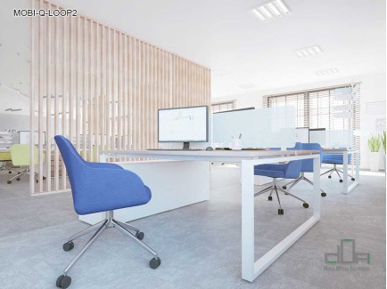 Birou operational MOBI-Q-LOOP2 picioare metalice 1200x600mm #AboutOfficeFurniture
